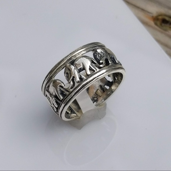 Elephant .925 Sterling Silver Ring by Peter Stone
